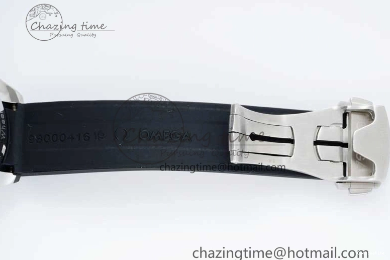 0706 TopPick Speedmaster Racing Master SS HKF Best Edition White Black Dial on Black Rubber Strap A 7813